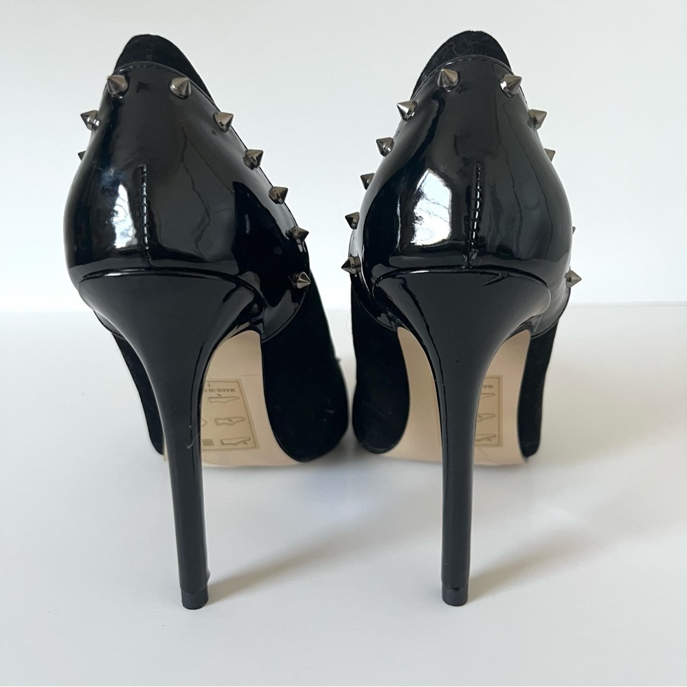 Vintage Y2K Shoe Dazzle Black Velvet Silver Spike Stiletto High Heel Shoe Size 7 - Picture 5 of 10